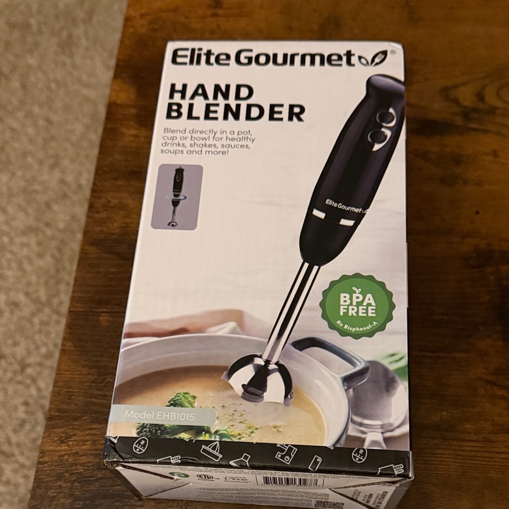 NiB Elite Gourmet 500w Black Immersion Corded Hand Blender Home Cooking